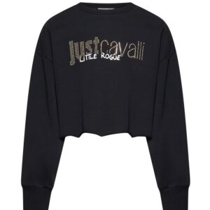 Felpa in cotone nero con logo borchie (8 anni - 14 anni) 95% cotone 5% elasten