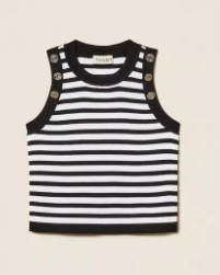 Top a righe bianco/nero con bottoni (8 anni - 16 anni) 65% viscosa 35% poliammide