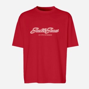 T-Shirt rossa con stampa frontale 100% cotone