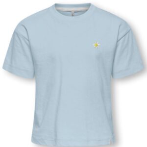 T-shirt azzurra con stampa posteriore 100% cotone