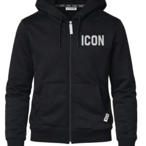 Felpa nera cappuccio e zip logo laterale (6 anni  - 16 anni) 87% cotone 13% poliestere