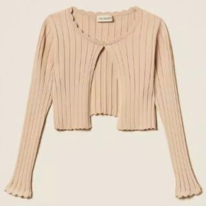 Cardigan in maglia a costine beige (8 anni - 16 anni) 54% viscosa 46% poliammide