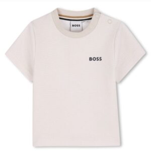 T-SHIRT beige girocollo con logo (6 mesi - 3 anni) 100% cotone