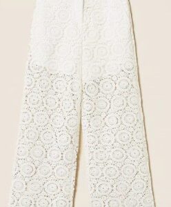 Pantalone in pizzo macramè bianco (8 anni - 16 anni)100%poliestere