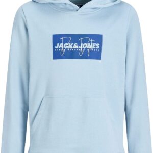 Felpa azzurra con stampa frontale e cappuccio 60% cotone 40% poliestere