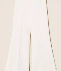 Pantalone a palazzo in crèpe bianco con spacchetti laterali (8 anni - 16 anni) 91% poliestere 9% elastan