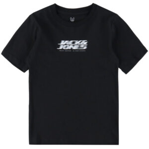 T-Shirt nera con stampa frontale sfocata 100% cotone