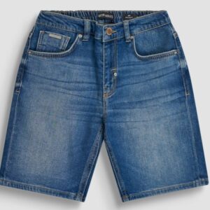 PANTALONE CORTO RELAXED FIT "LIAM" IN DENIM ELASTICIZZATO SCURO