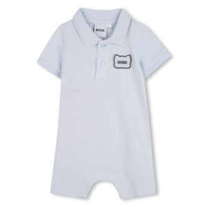 Pagliaccetto azzurro con logo (3 mesi - 6 mesi) 95% cotone 5% elastan