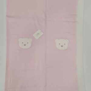Coperta rosa con orso in filo