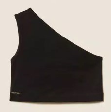 Top monospalla nero con logo (8 anni - 16 anni) 95% cotone 5% elastan