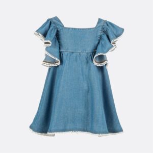 Abito in denim leggero e maniche a balze rifinite da bordi lavorati (18 mesi - 6 anni) 100% lyocell