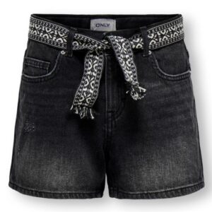 Shorts jeans nero con cintura 100% cotone