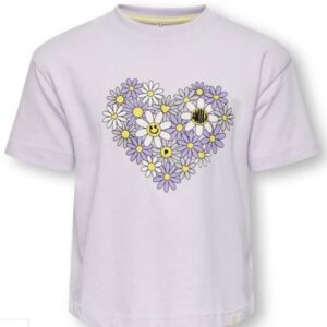 T-shirt lilla con stampa cuore frontale  100% cotone