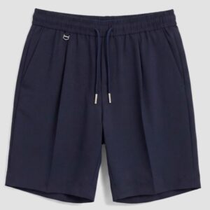 PANTALONI CORTI BLU REGULAR FIT IN VISCOSA ELASTICIZZATA