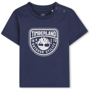 T-shirt blu con logo bianco (6 mesi - 3 anni)100% cotone