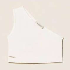 Top monospalla bianco co logo (8 anni - 16 anni) 95% cotone 5% elastan