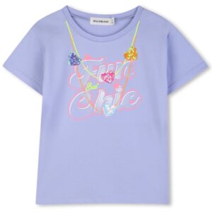 T-shirt lilla con stampa frontale (2 anni - 10 anni) 100% cotone