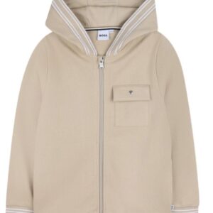 Felpa da bambino beige con cappuccio e zip (4 anni - 16 anni)100% cotone