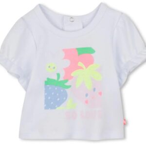 T-shirt bianca con stampa fragole (3 mesi - 18 mesi) 100% cotone