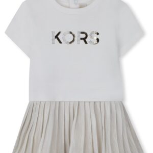 Abito per neonata Michael Kors Kids bianco con gonna plissettata (6 mesi - 3 anni) 100% cotone