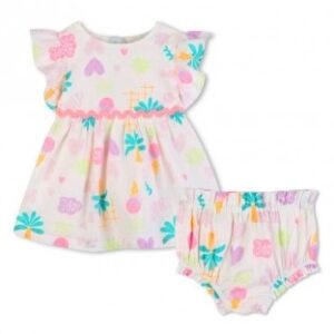 Completo vestito e slip a fantasia (3 mesi - 18 mesi) 100% cotone