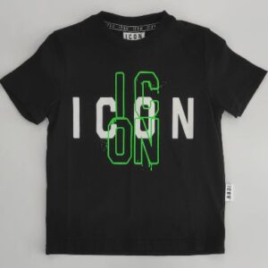 T-shirt nera con logo sovrapposto (6 anni - 16 anni) 100% cotone