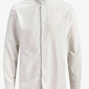 Camicia beige in misto lino m/l collo alla coreana 70%cotone 30% lino