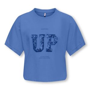 T-Shirt bluette con inserti paillettes  100% cotone