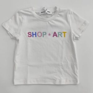 T-shirt bianca in cotone elasticizzato con logo (3 anni - 6 anni)100% cotone