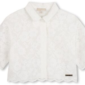 Camicia crop bianca a maniche corte (4 anni - 14 anni) 41% cotone 32% poliammide 20% viscosa 5% lyocell 2% modal