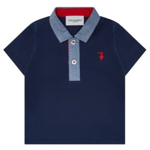Polo blu colletto jeans logo piccolo (6 mesi - 6 anni)100% cotone