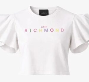 T-shirt cropped bianca ( 2 anni-16 anni) 100% cotone