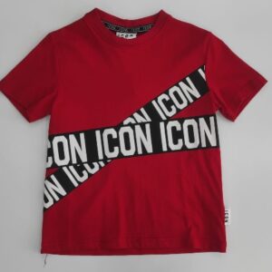 T-shirt rossa con strisce logate a contrasto (6 anni - 16 anni) 100% cotone