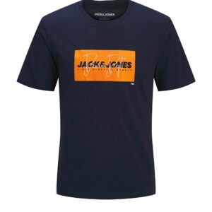 T-Shirt blu con stampa frontale 100% cotone