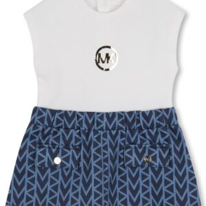 Abito smanicato bianco/blu (6 mesi - 3 anni) 100% cotone