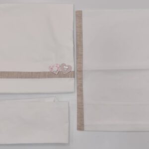 Lenzuolino in cotone bianco e beige