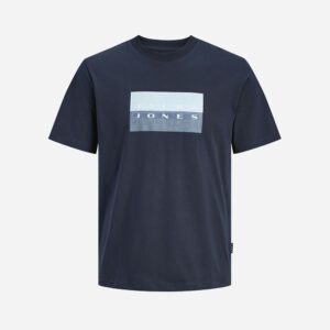 T-Shirt blu con logo frontale 100% cotone