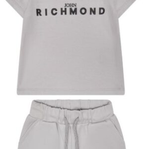 Set t-shirt/bermuda grigio con scritta (6 mesi - 3 anni) 100% cotone