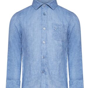 Camicia in misto lino azzurra (8 anni - 16 anni) 55% lino 45% viscosa