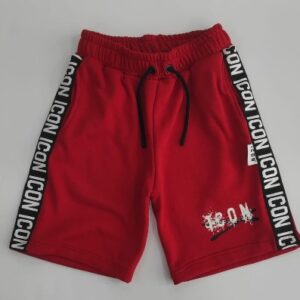 Bermuda rosso con logo laterale gommato (6 anni - 16 anni) 88% cotone 12% poliestere