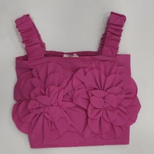 Top fucsia con petali frontali e arricciato dietro (10 anni - 16 anni)100% cotone
