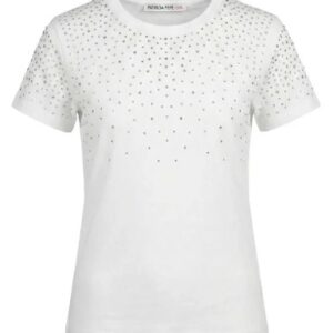 T-shirt bianca con strass (8 anni - 16 anni) 95% cotone 5% elastan