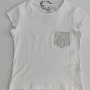 T-shirt bianca con strass (7 anni - 18 anni)95% cotone 5% elestan