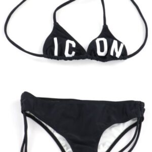 Costume bikini nero logato (6 anni - 16 anni)