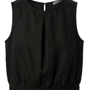 Top nero cropped in lino (8 anni - 16 anni) 55% viscosa 45% lino