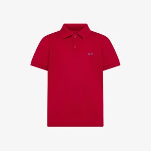 Polo in piquet con stampa paisley in cotone rosso (2 anni - 16 anni) 95% cotone 5%elastan