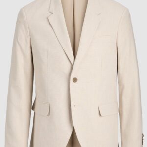 Giacca monopetto beige regular fit 70% cotone 30% lino