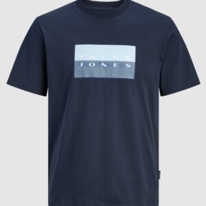 T-Shirt blu con logo frontale 100% cotone