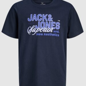 T-Shirt blu con stampa frontale 100% cotone